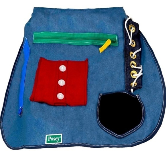 Posey 7400 Activity Apron, Blue Denim with Bright Color - Picture 1 of 5
